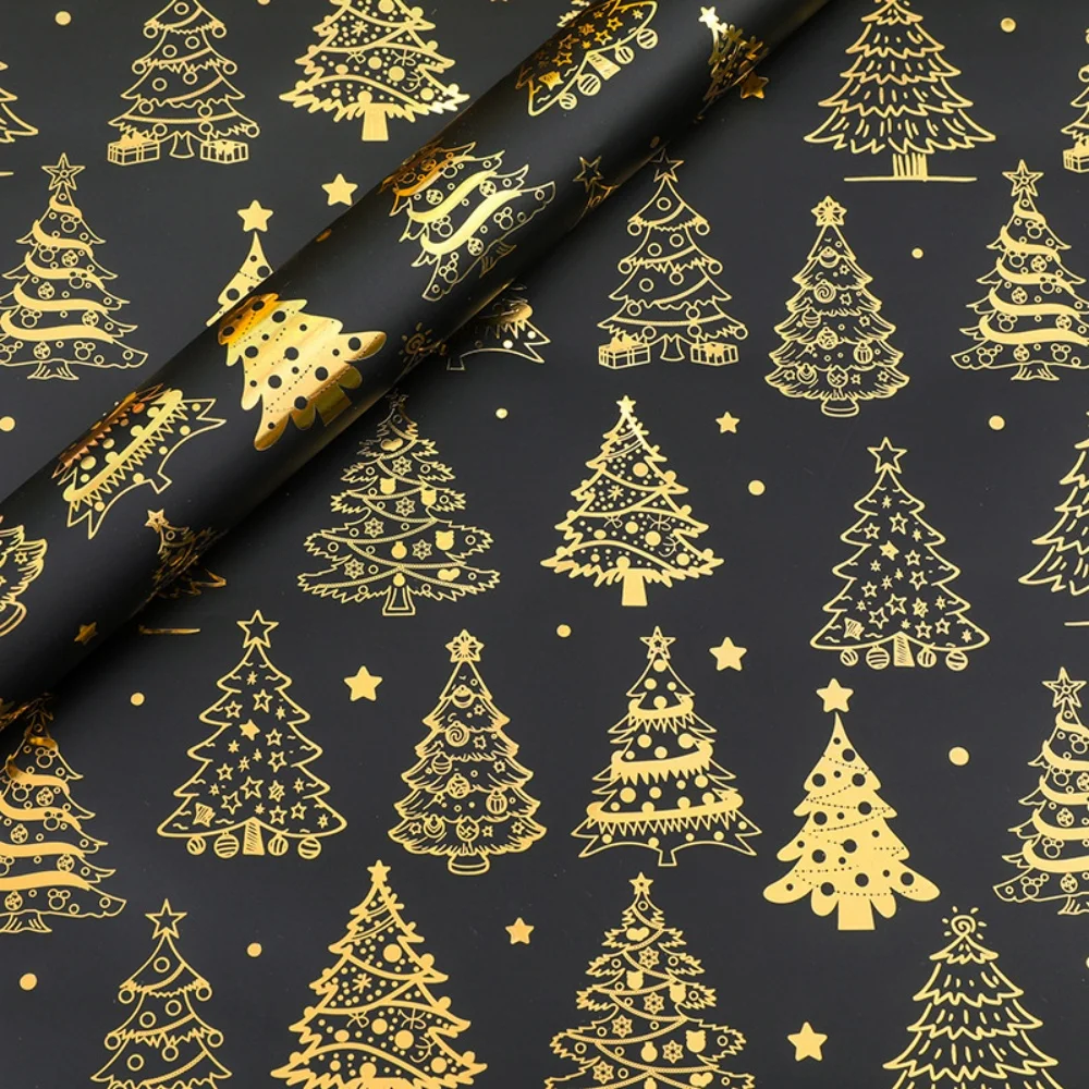 Christmas Wrapping Paper Elegant Gold Foil Gift Paper Decorative Paper Roll High Quality For Birthday Gift Christmas Holiday