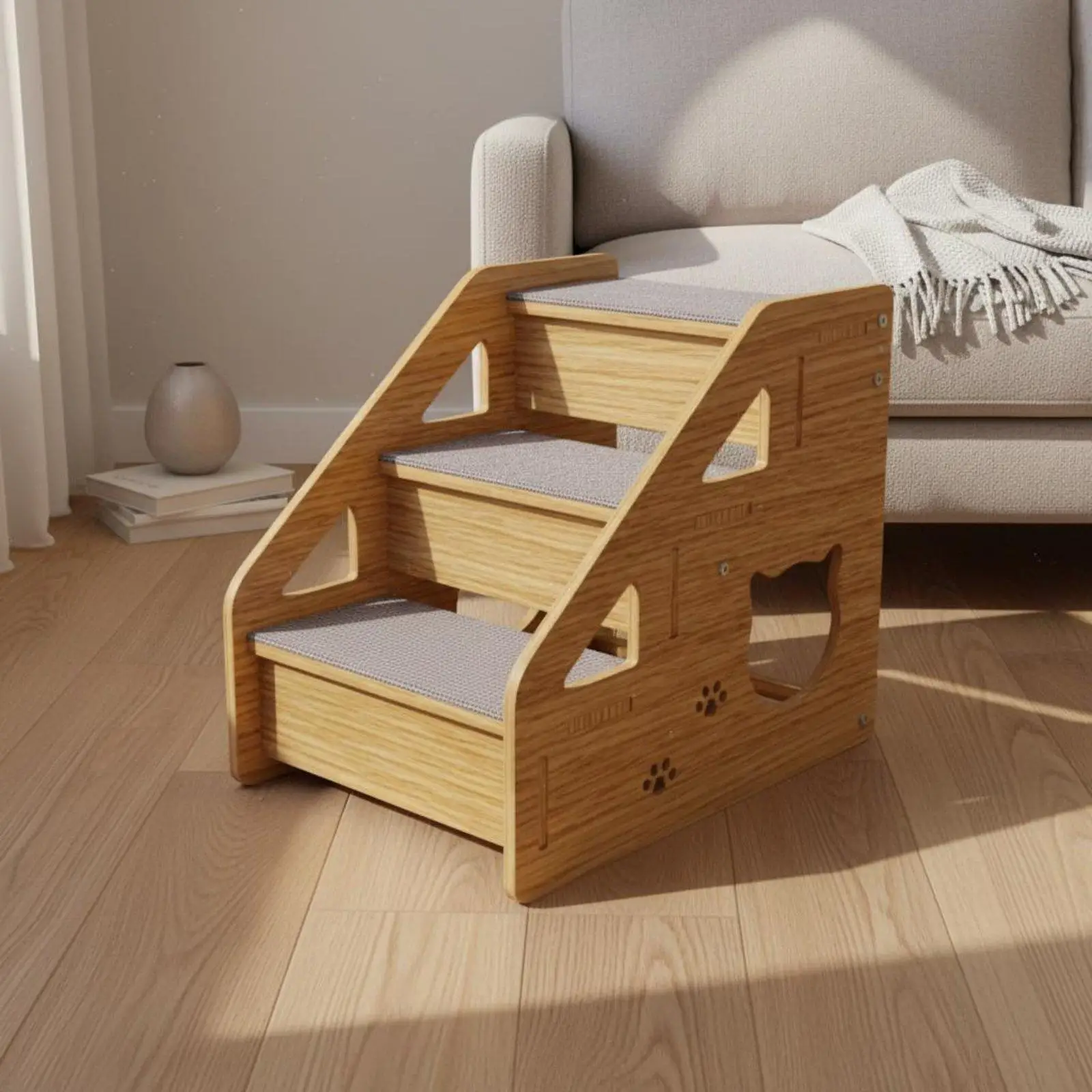 Wooden Pet Stairs Easy Assembly Dog Steps for Bed Sturdy Wood Construction Cat Climbing Steps for Elderly Pets, Sofa, Bedside Wooden Pet Stairs Easy Assembly Dog Steps for Bed Sturdy Wood Construction Cat Climbing Steps for Elderly Pets, Sofa, Bedside