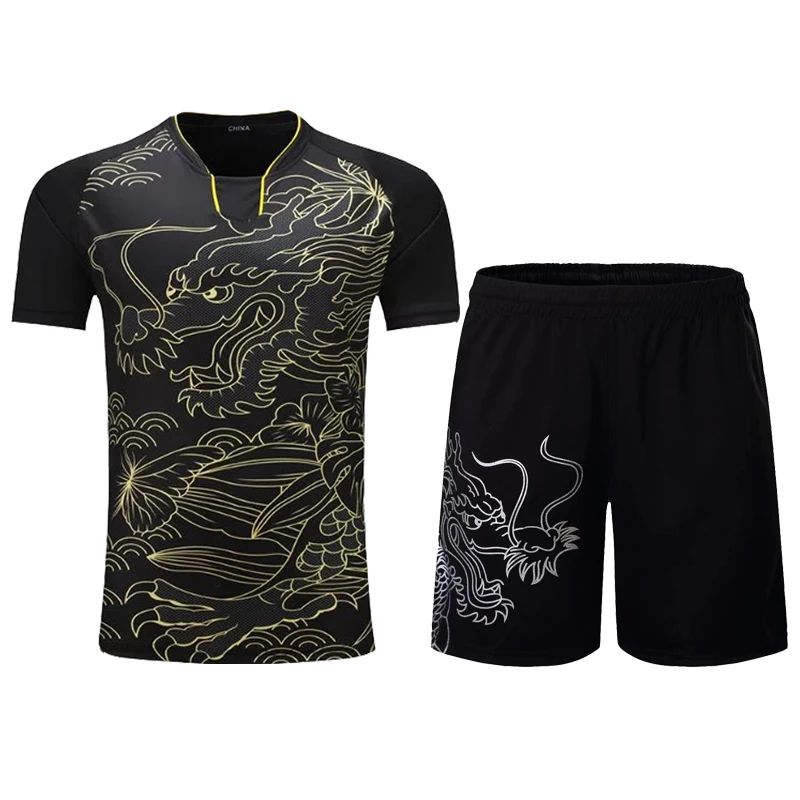 Ensemble de vêtements de tennis de table imprimé dragon pour hommes, femmes, filles, garçons, enfants, adultes, uniforme de ping-pong trempé, offre spéciale, 2023