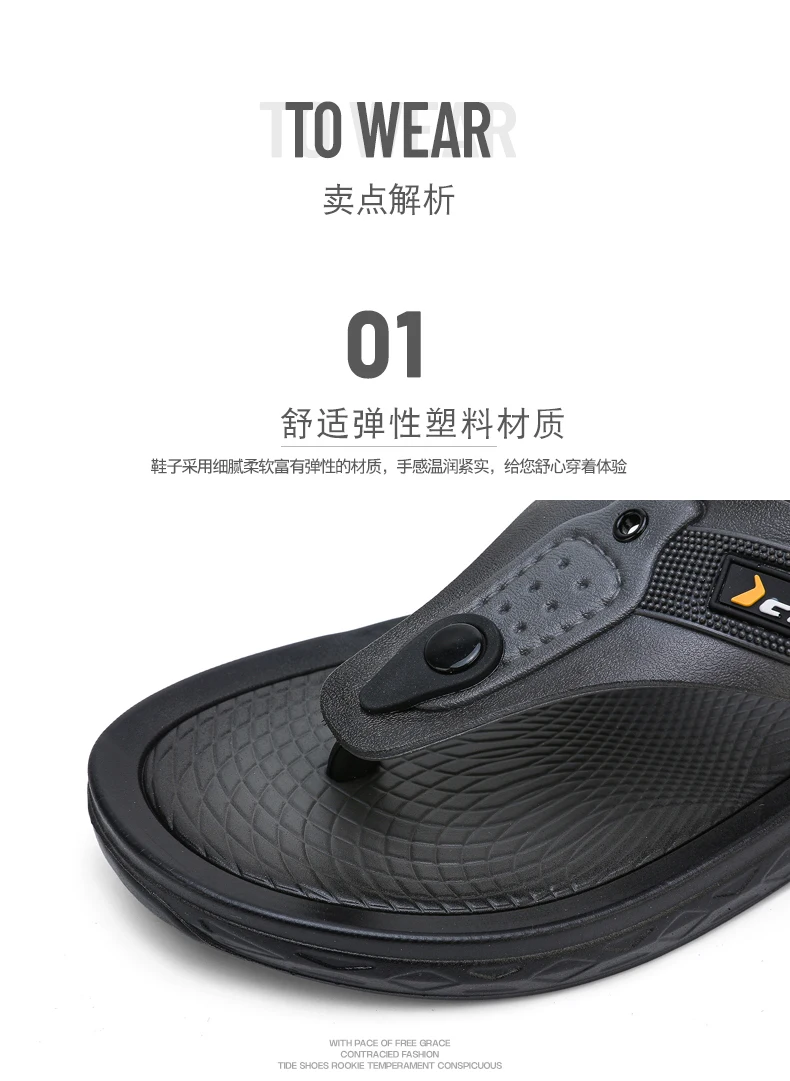 Herren-Flip-Flops mit Ledertextur, Sommer-Rutschfeste Slides mit Dicker Sohle, Strand-Hausschuhe, Lässige Outdoor-Hausschuhe, Bequeme Pantoffeln – Detail 6