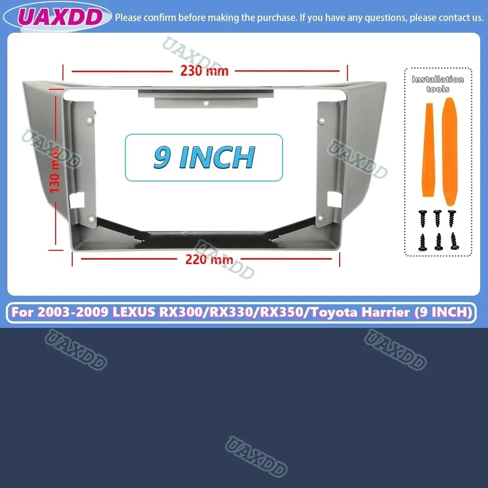 Car Frame Fascia Adapter Android Radio Panel Kit For 2003-2009 Lexus RX RX300 RX330 RX350 RX400 RX450 Toyota Harrier 9 10.1inch