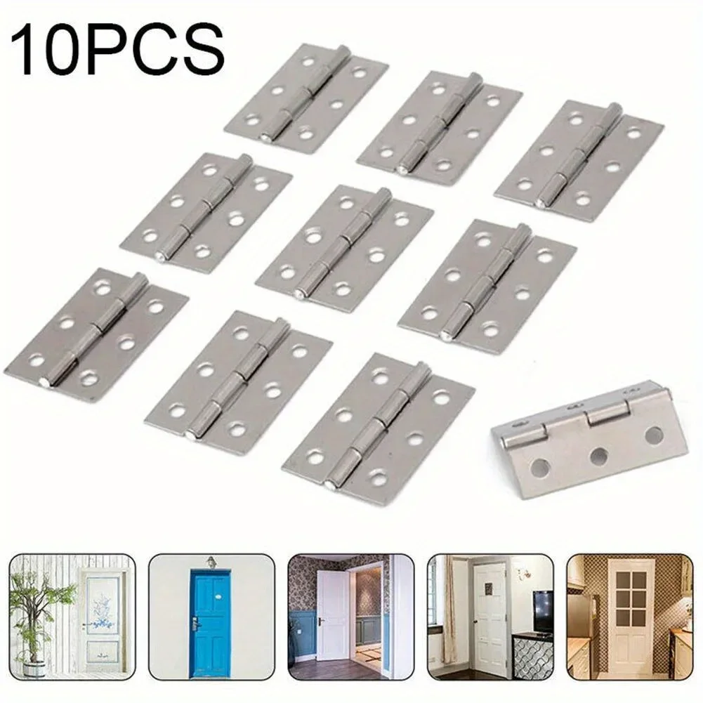 10pcs Stainless Steel Door Hinges Cabinet Doors Windows Wooden Box Flat Hinge Home Furniture Hardware Accessories image 6