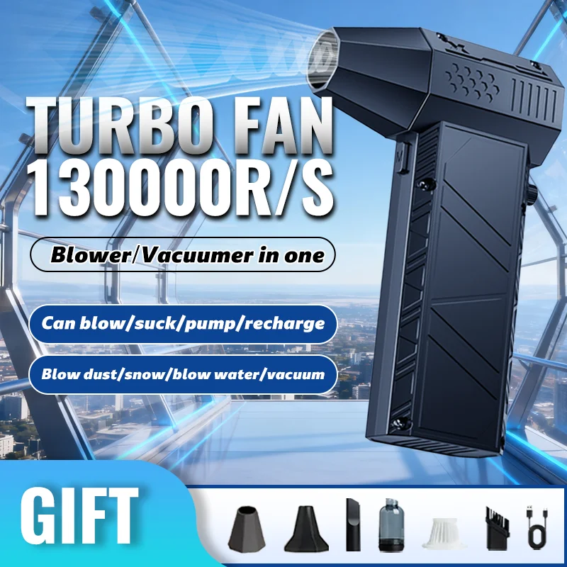 

Мощный портативный вентилятор X6 с частотой 1300000 об/мин, 150 Вт, высокоскоростной, 6000 мАч, перезаряжаемый, с ветром типа «Тайфун» 53 м/с, зарядка Type-C, для кемпинга