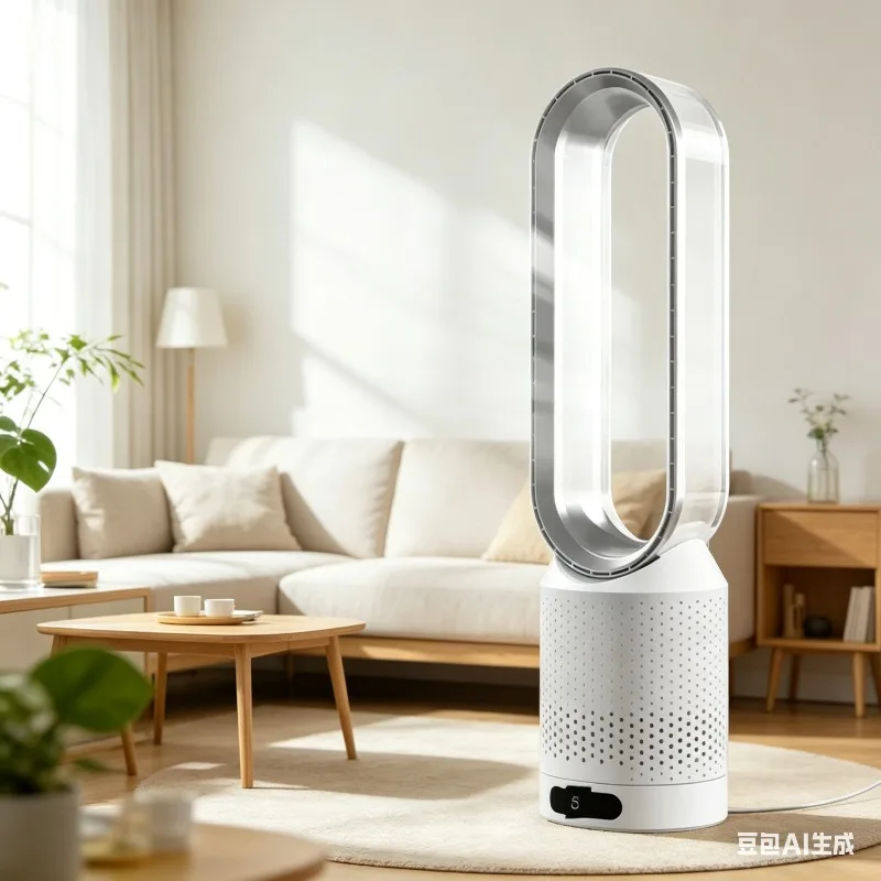 Ventilador de Torre Sin Aspas Ultra Silencioso, 30dB, 8 Niveles, 90 °   Temporizador de oscilación grande de 2 horas con control remoto para dormitorio y sala de estar