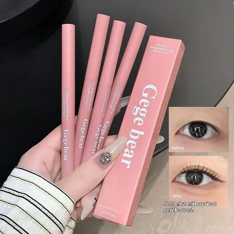 1 Stück Gege Bear 2-in-1 Zweifarbiger Liegender Bleistift Dreieckiger Kopf Highlighter Unter-Augen-Aufhellung Wasserfester Lidschatten Make-up-Tool