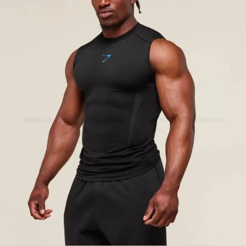 Men's Tight vest sports summer quick-drying breathable seamless fitness running training stretch tight top man sleeveless vest