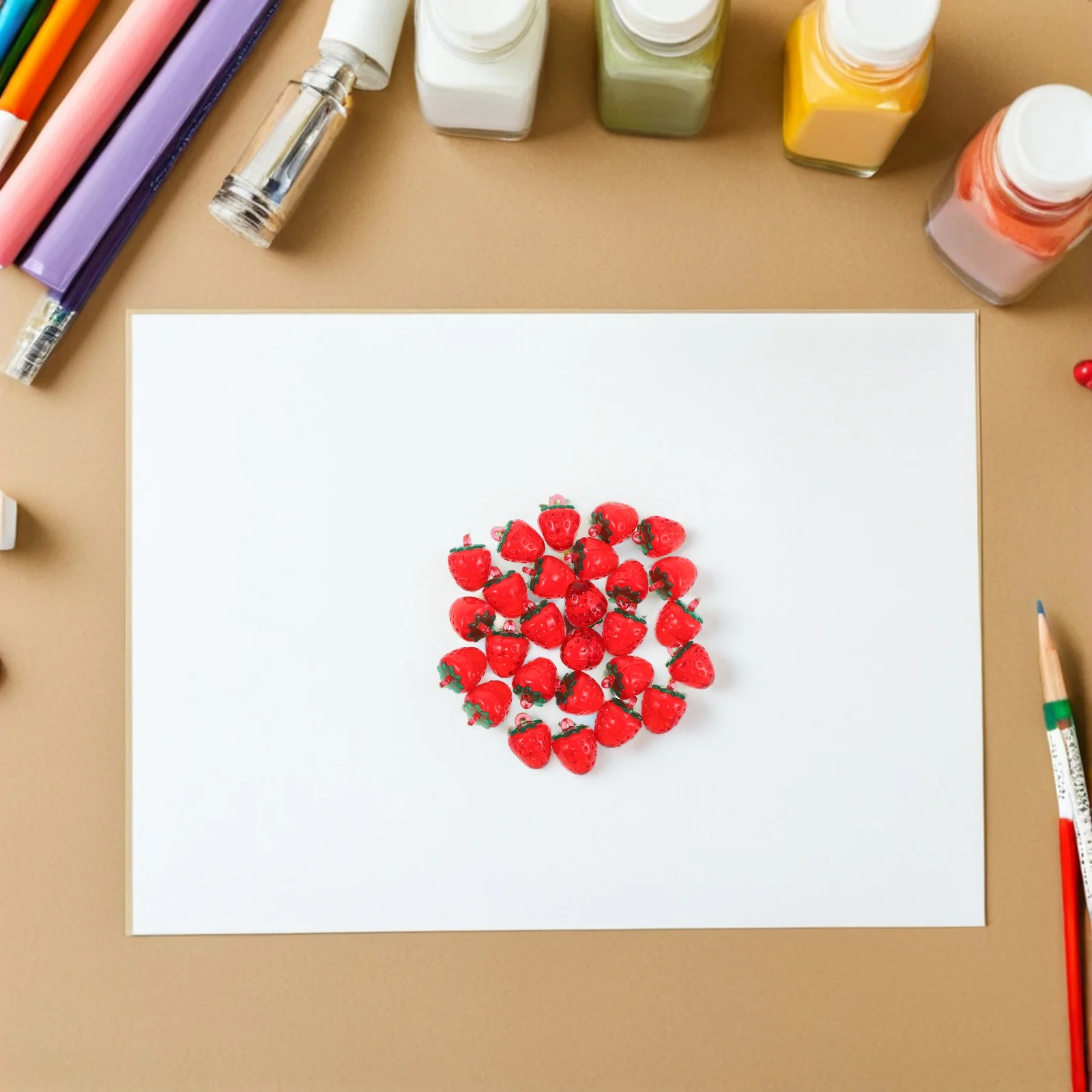 

50pcs Jewelry Accessories Strawberry Resin Charms Mini Fruit Pendant for Earrings Necklaces Bracelets DIY Keychains Bag Decor