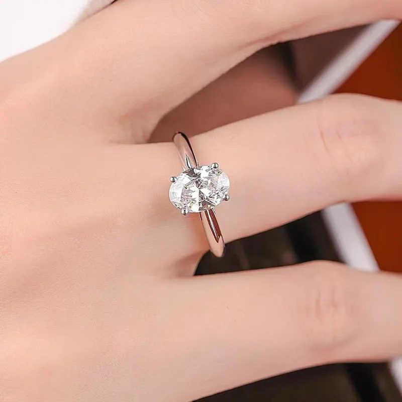 3.5CT CZ Oval Cut Ring 925 Sterling Silver 4 Prongs Halo Engagement Band Ring for Women Wedding Promise Jewelry Anel Gift