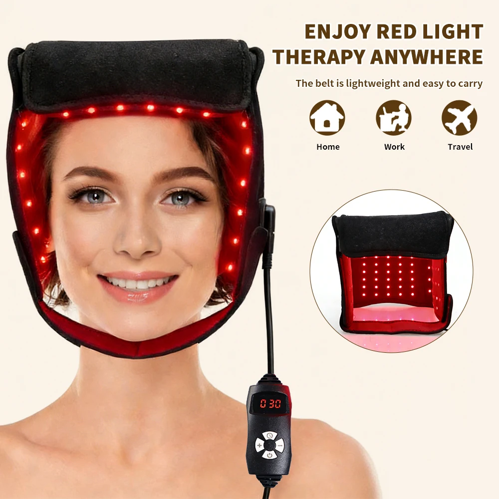 Portable Hair Care Helmet Anti Shedd LEDs Therapy Device Red Light Therapy Cap for Treat Hair Loss with MultiFunction Controller