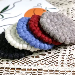New Anime Simplicity Wool Felt Ball Coaster Circular Anti Scald Insulation Pad Desktop Decoration Home Display Photography Props