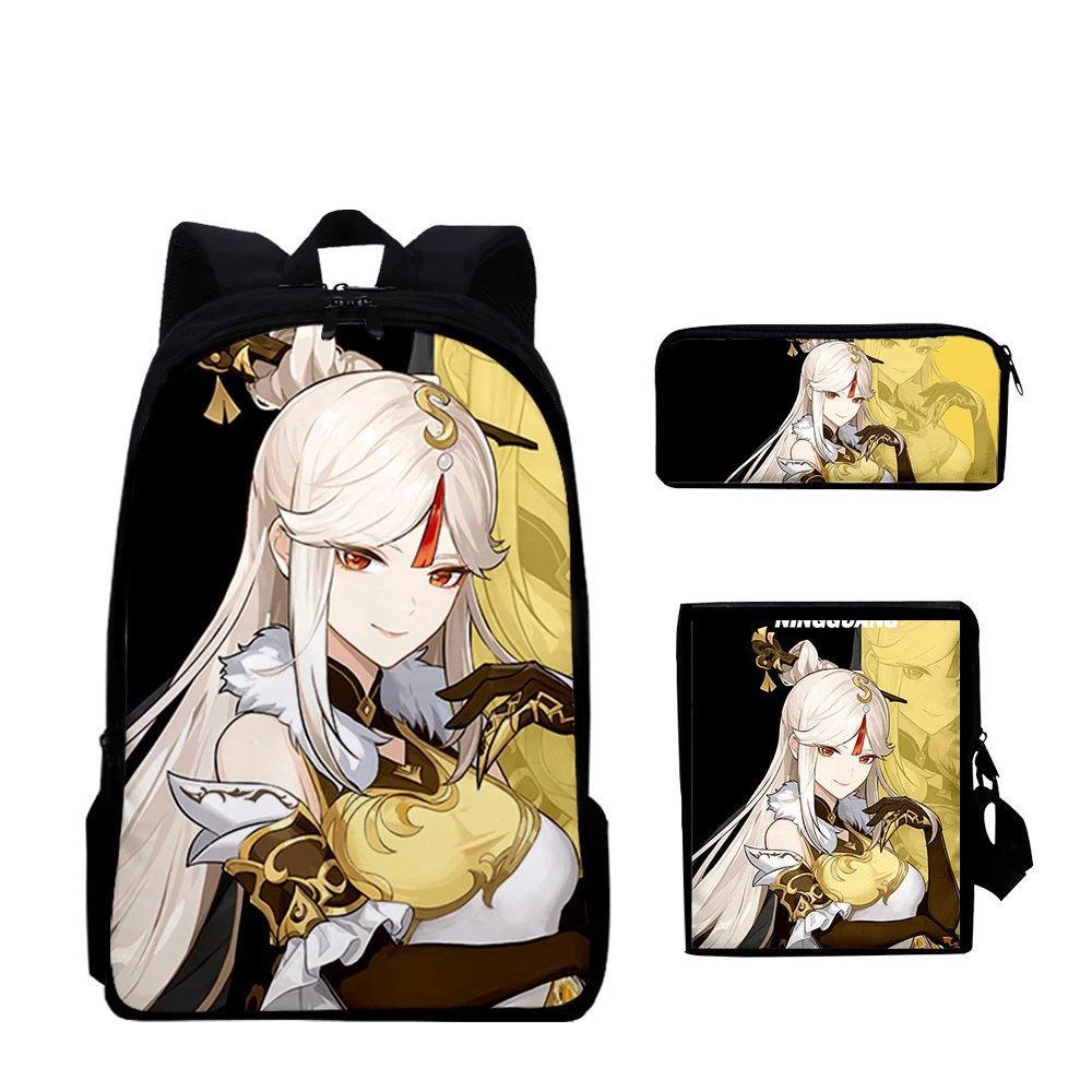 Classic Game Genshin Impact 3pcs/Set 3D Print 3pcs/Set School Bags Laptop Daypack Backpack Inclined shoulder bag Pencil Case