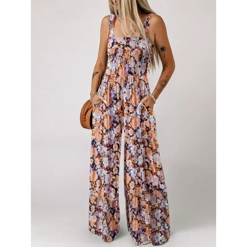 

Plus Size Women's Fashionable Thick Shoulder Strap Printed Jumpsuit Ladies Casual and Comfortable One-piece Pants