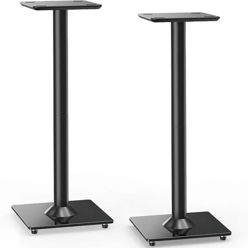 All-Metal Floor Speaker Stand with Sand-Fillable Column Shock-Absorbing Foot Pads Rotatable Top Plate and Non-Slip Mats