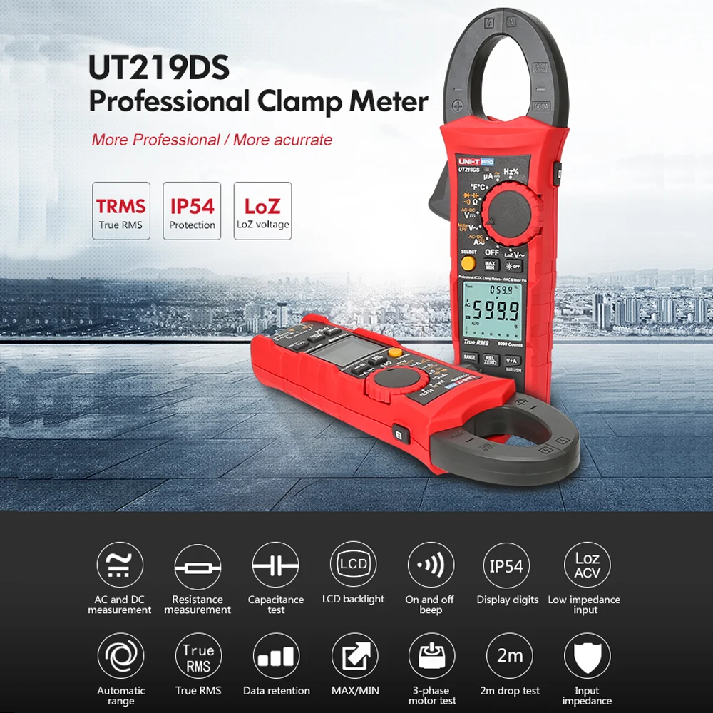 UNI-T Digital Clamp Meter Professional UT219 Series AC DC Current Clamp Multimeter Auto True RMS Voltammeter Frequency Meter