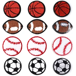 4pcs/lot Sports Embroidered Patches Basketball Football Rugby Shape Appliques Patch For Clothes Hats Sewing Iron On Accessories