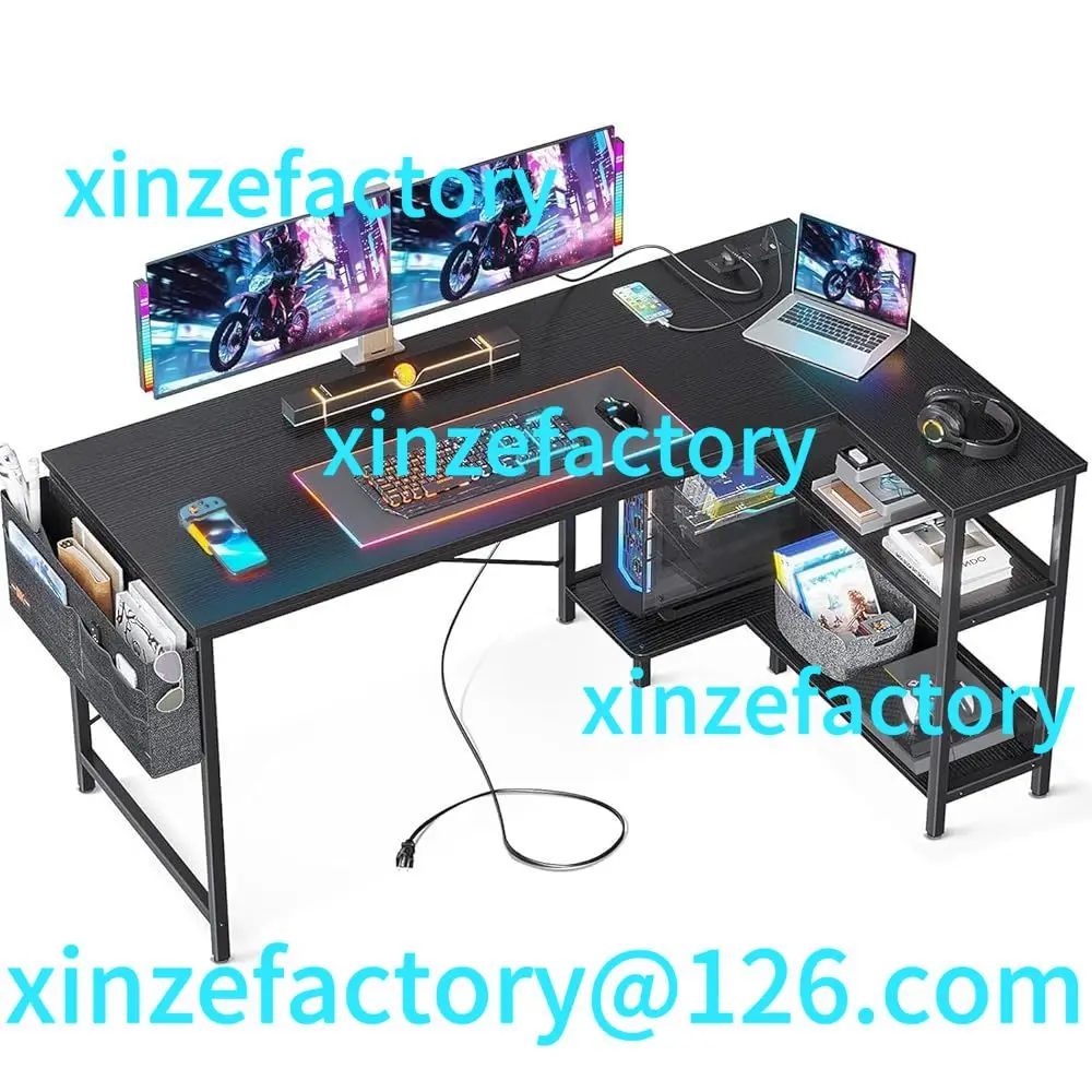 

Be suitable for 55 H Small L Shaped Computer Desk With Power Outlets, Corner Desk With Pc Stand & Reversible Storage