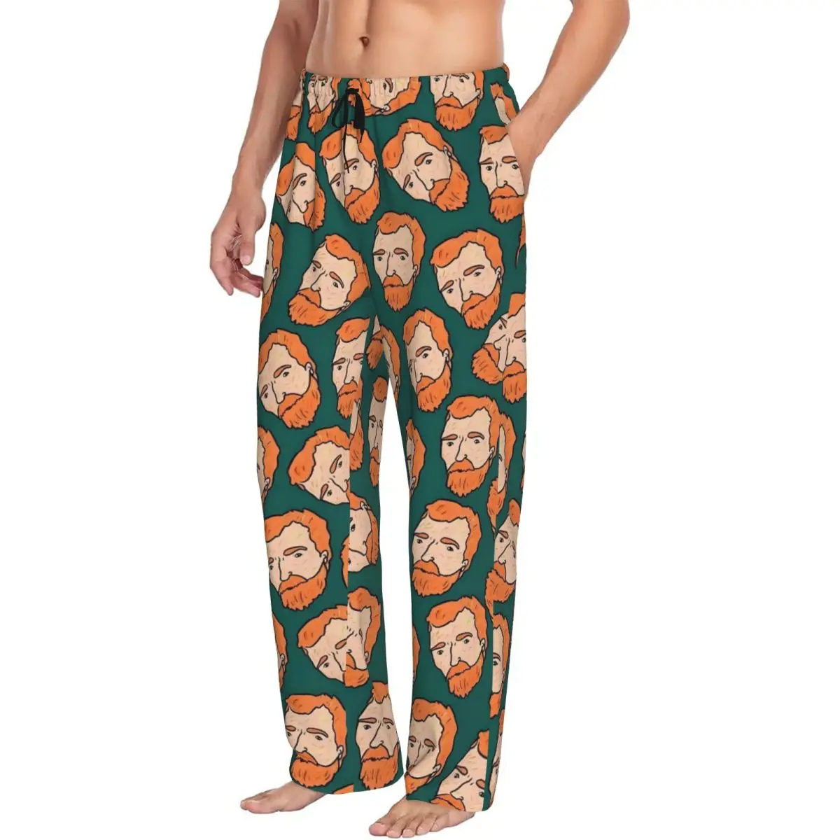 Custom Vincent Van Gogh Pajama Pants Men's Impressionist Painter Sleepwear Lounge Sleep Bottoms Stretch with Pockets