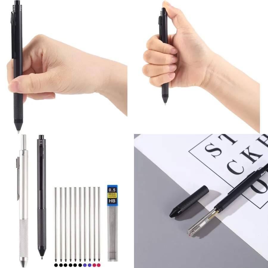 

4 in 1 Multifunctional Pens Multicolor Pen 0.7mm 3-color Ballpoint Pen and 0.5mm Mechanical Pencil in One Pen Contain 2 Pens an