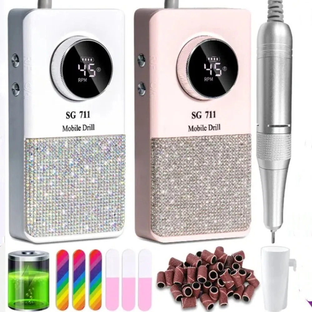

45000RPM Electric Sander Nail Drill Machine Set Rechargeable Nail Polisher for Acrylic Professional Nail File Equipment