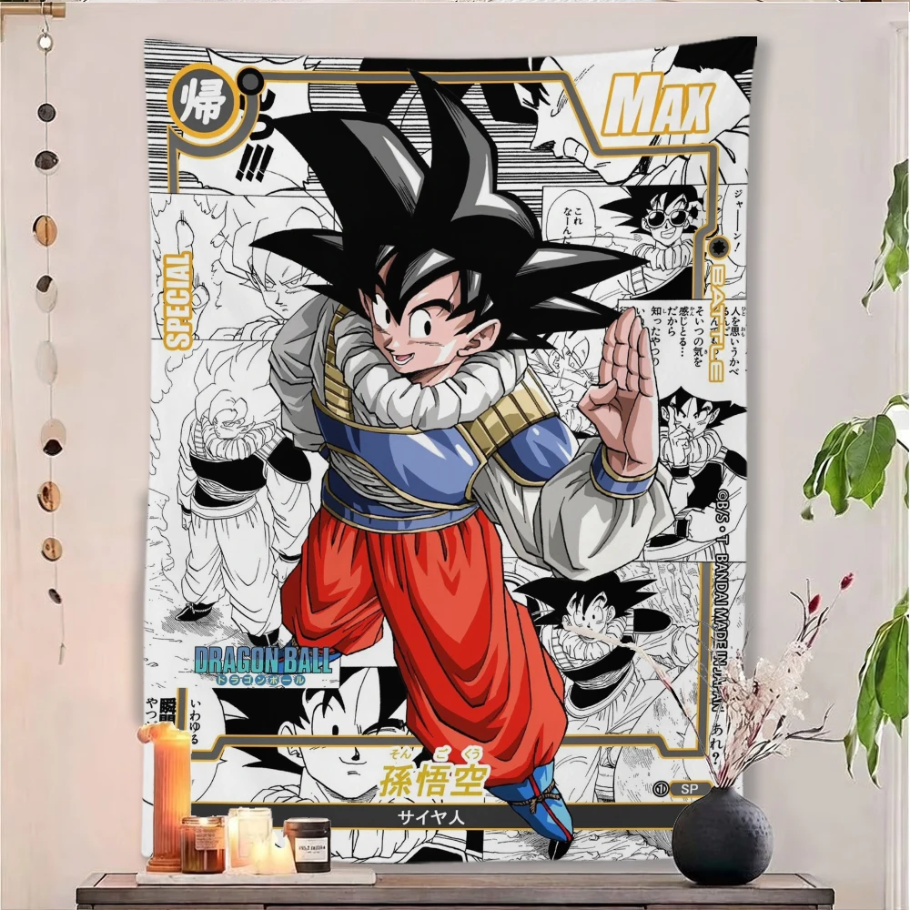 Dragon Ball Goku Super Saiyan Anime Wandteppich Manga Collage Druck Wandbehang, Japanischer Shonen Anime Hintergrundstoff für Otaku
