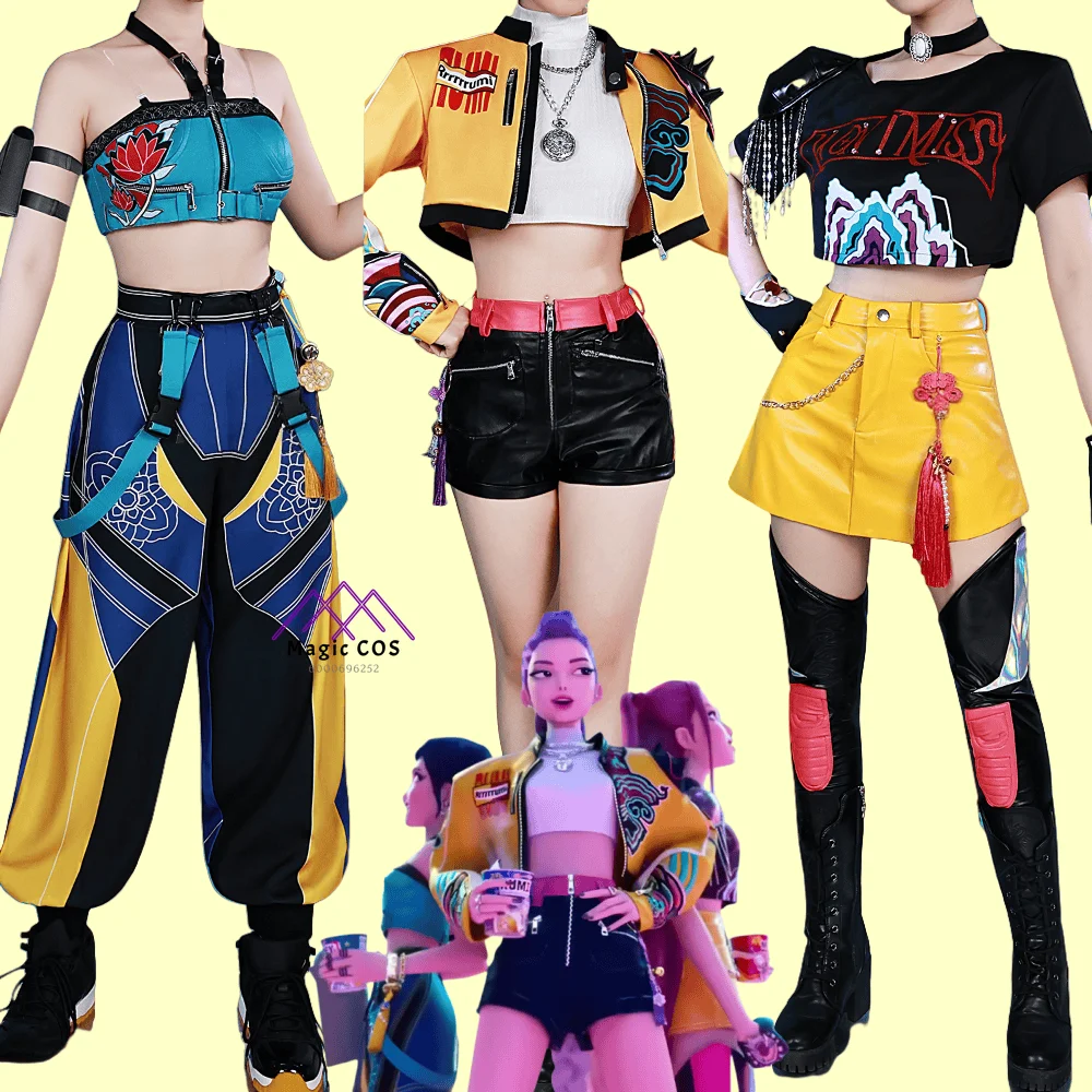 

Anime Demon Hunters Cosplay Costume Rumi Mira Zoey Role Playing New Stage Outfit Colorful Uniform for Women ComicCon Party Suits