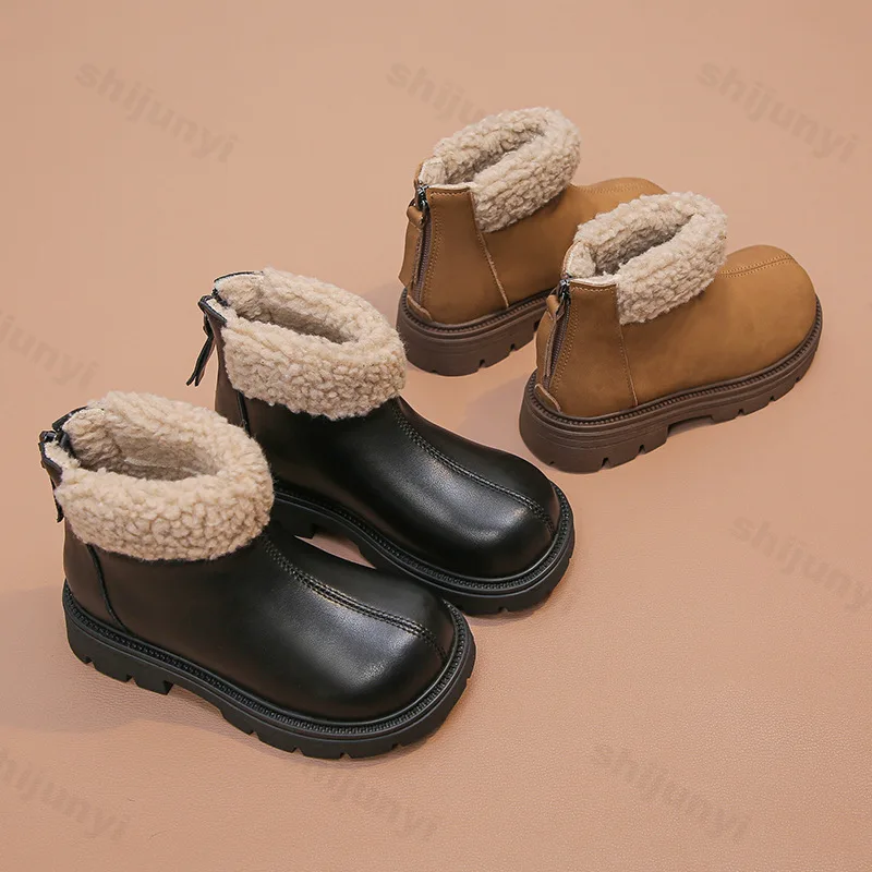 Kids Winter Boots 2025 New Children Platform Ankle Boots Comfort Versatile Fashion Cotton Short Boot Boys Girls Non-slip Booties