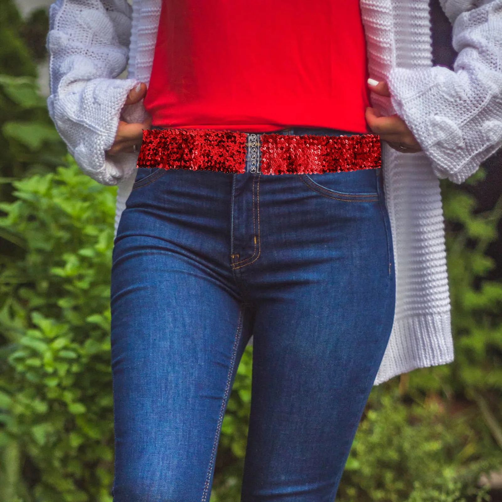 4 Uds. De cintura con lentejuelas para mujer, cinturilla ancha elástica con purpurina, cierre de gancho de Metal para fiesta, vestido de boda, informal, brillante
