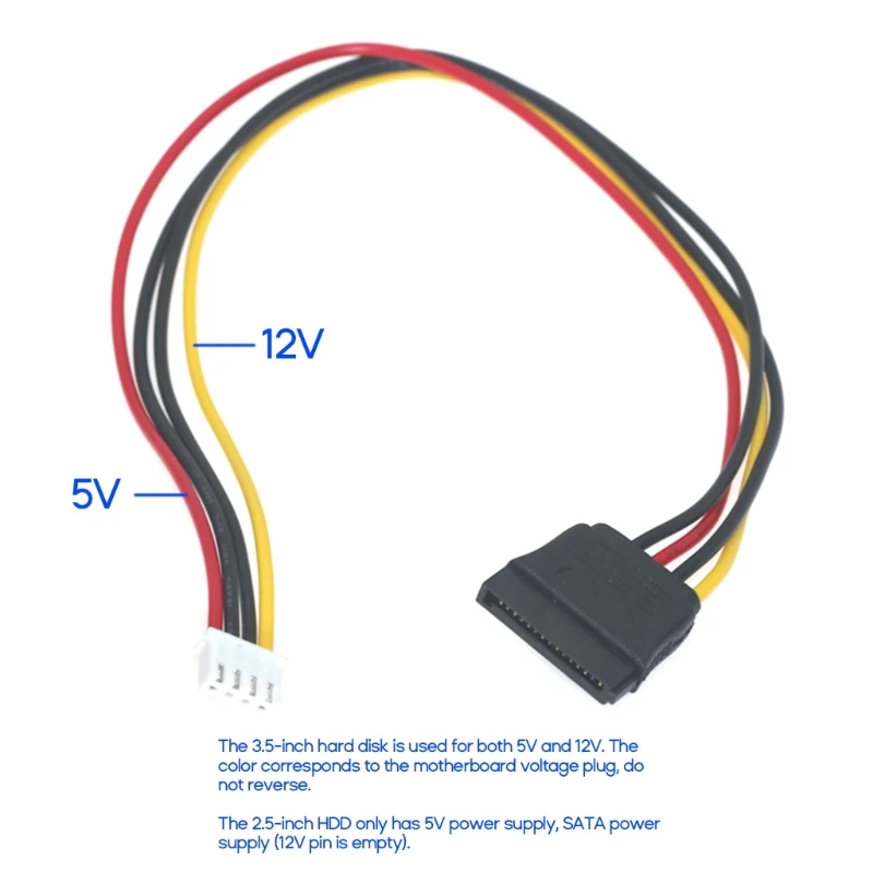 1PC 4Pin Floppy Female to 15Pin Female Adapter Converter Power Supply Data Conversion Cable Power Wires 20cm/7.87in Long