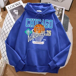 Chicago Basketball Team 76 All Around The World Hoody Male Fashion Crewneck Sweatshirt Loose Hooded Autumn Casual Sportswears