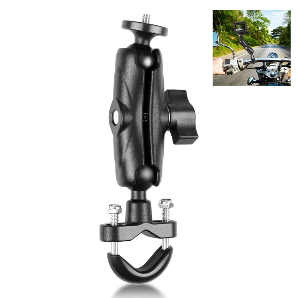 Motorbike Bike Handlebar Mount Bracket Motorcycle Bicycle Camera Holder 1/4 Inch Screw with Sports Camera Mounting Adapter