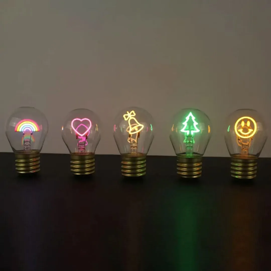 5V Creative LED Bulb Vintage Cartoon Decorative Light Type-C Rechargeable Home Atmosphere Smiling Face Energy Saving Lamp