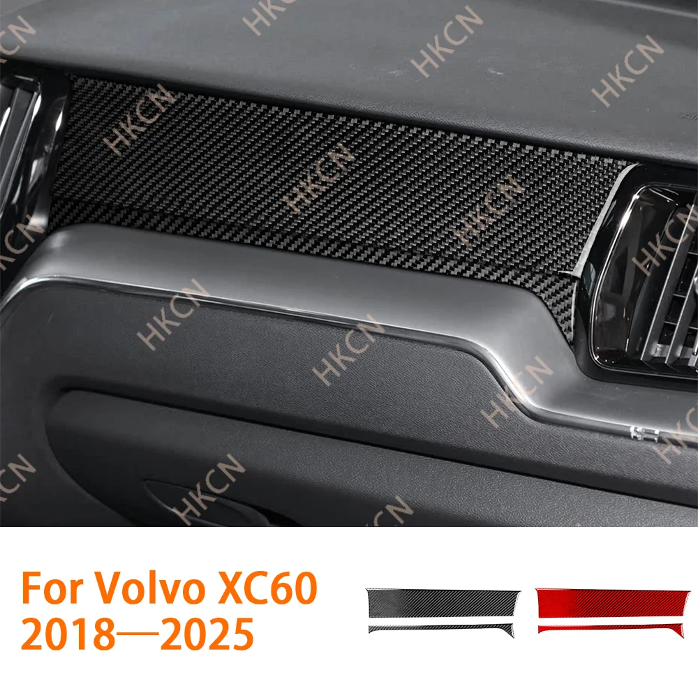 

For Volvo XC60 2020—2025 Carbon Fiber Car Accessories Sticker Copilot Passenger Side Dashboard Panel Trim Interior Mouldings