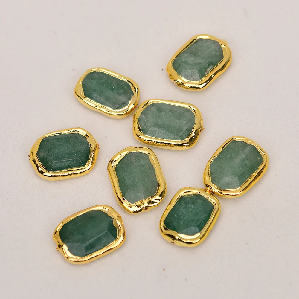 5Pcs Natural Green Strawberry Quartz Crystal Rectangular Freedom Beads For Pearl Jewelry DIY