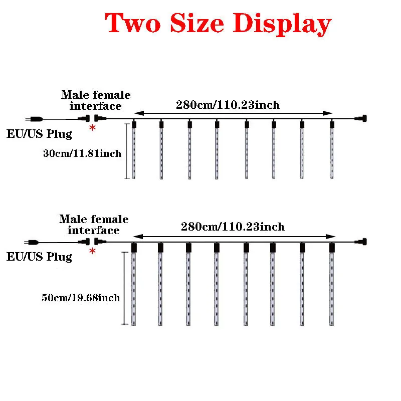 СВЕТОДИОДНАЯ Гирлянда в виде метеоритного душа, Рождественское украшение, 30/50 см, 8 трубок, вилка EU/US, праздничная гирлянда, Свадебный декор, сад