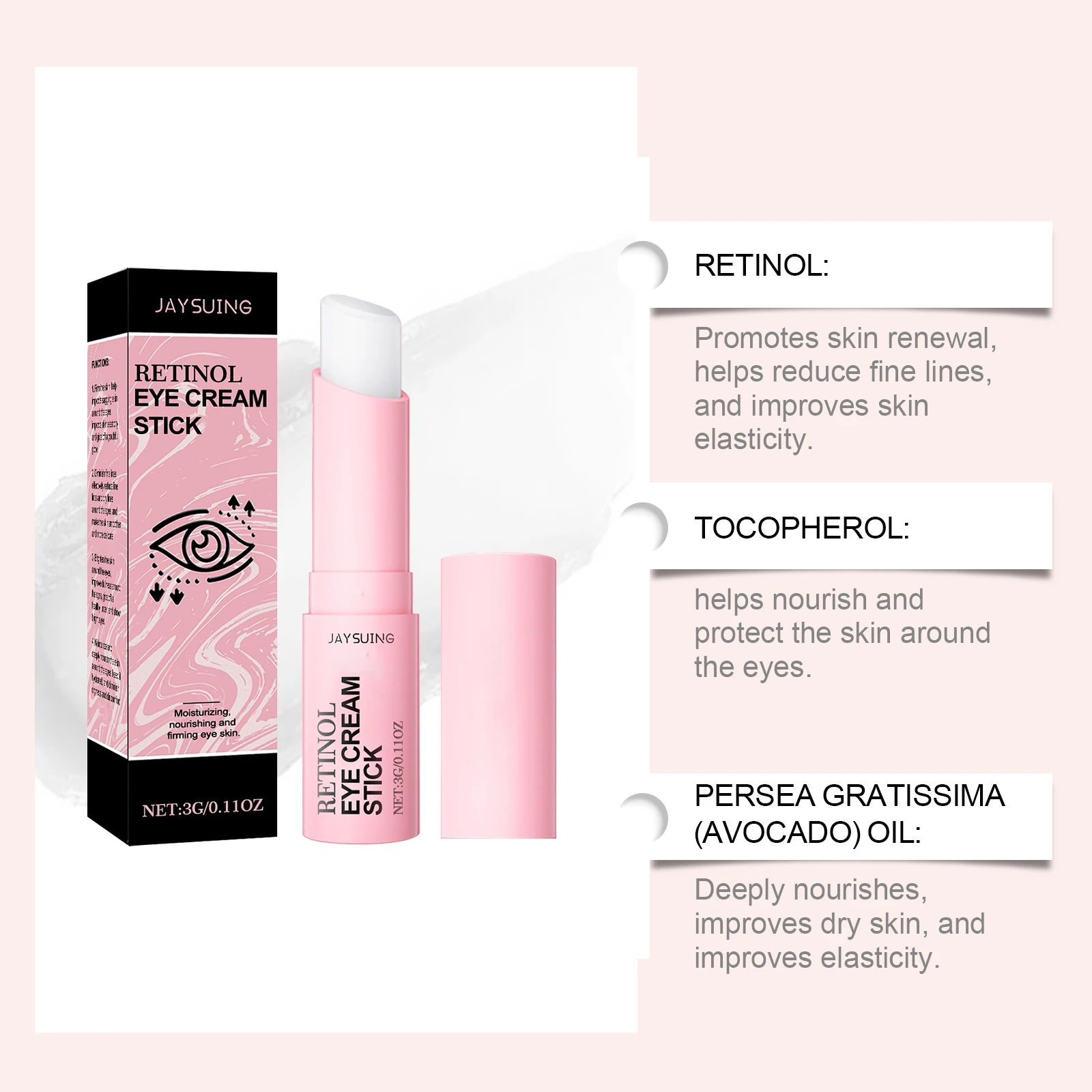 الريتينول ثبات كريم عين عصا المضادة للتجاعيد الخطوط الدقيقة مكافحة الهالات السوداء مكافحة الشيخوخة ترطيب ثبات وتفتيح البشرة