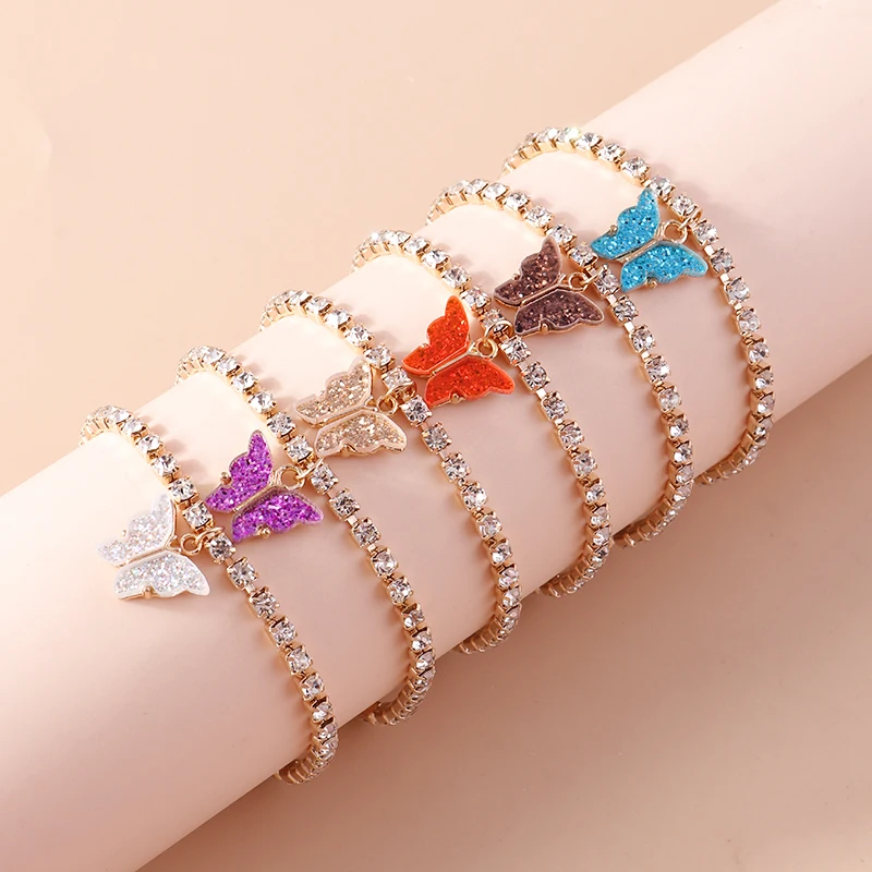 Aihua Neue Glänzende Kubische Tennis-Ketten-Schmetterlings-Armbänder für Frauen Sommer Strand Verstellbare Armbänder Geburtstagsparty-Schmuck – Detail 1