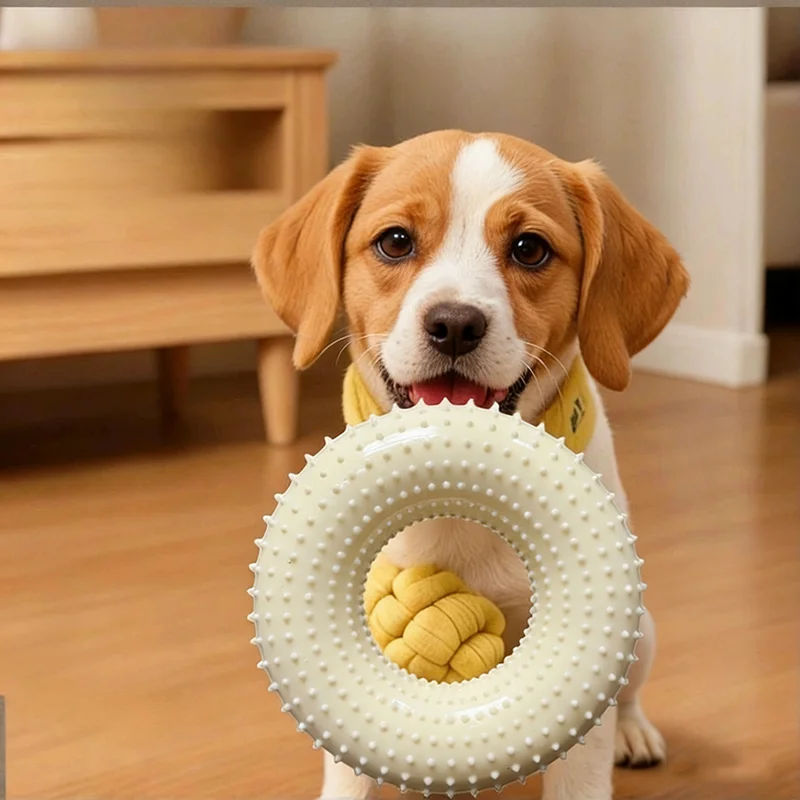 Soft TPR Spiky Ring Dog Chew Toy Bite‑proof Teeth Cleaning Toy Gentle Teething Toy Anxiety Reduction Entertainment Play Toy