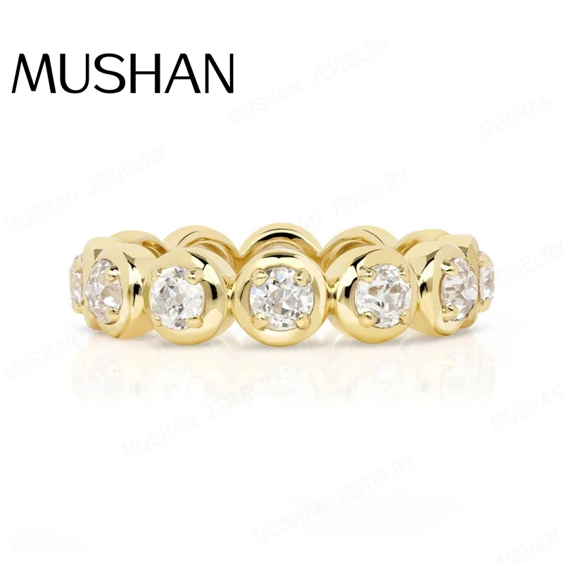 MuShan Jewelry 925 Sterling Silver Rings Band Lab Grown Emerald  Moissanite Diamond Wedding Ring for Women GRA GRC Certificated
