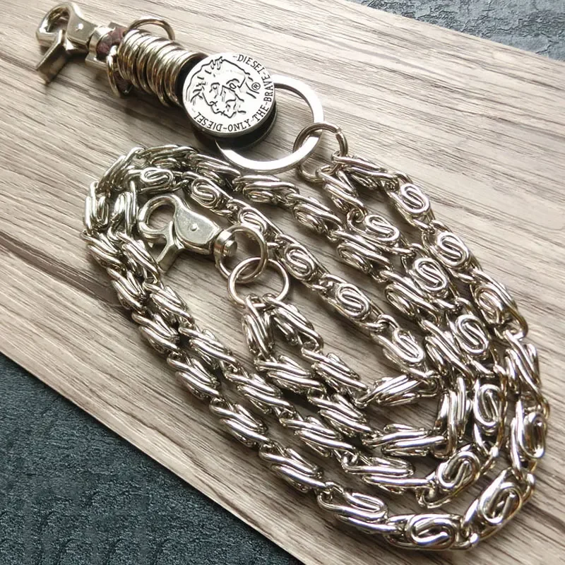 Hip Hop Long Trousers Hipster Keychains Punk Street Big Ring Metal Wallet Belt Chain Pant Keychain Unisex Self defense Chain