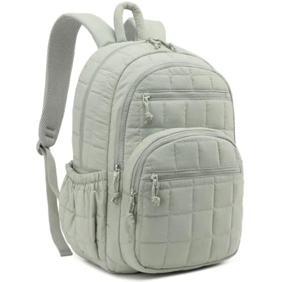 

Bookbag for Women, Teen Girls Backpack for High School College Student, Puffer Quilted Back Pack Cute Laptop Backpack for Work