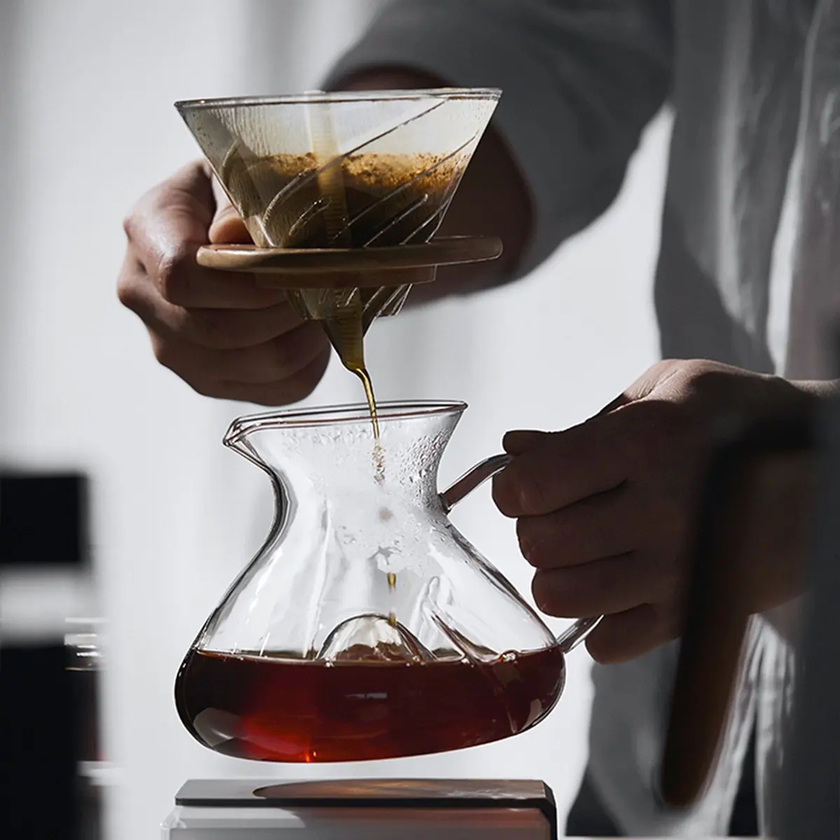 Carafe Sharing Pot 450ml Glass Brew Coffee Utensil Water Level Display Mark Maker Accessories B