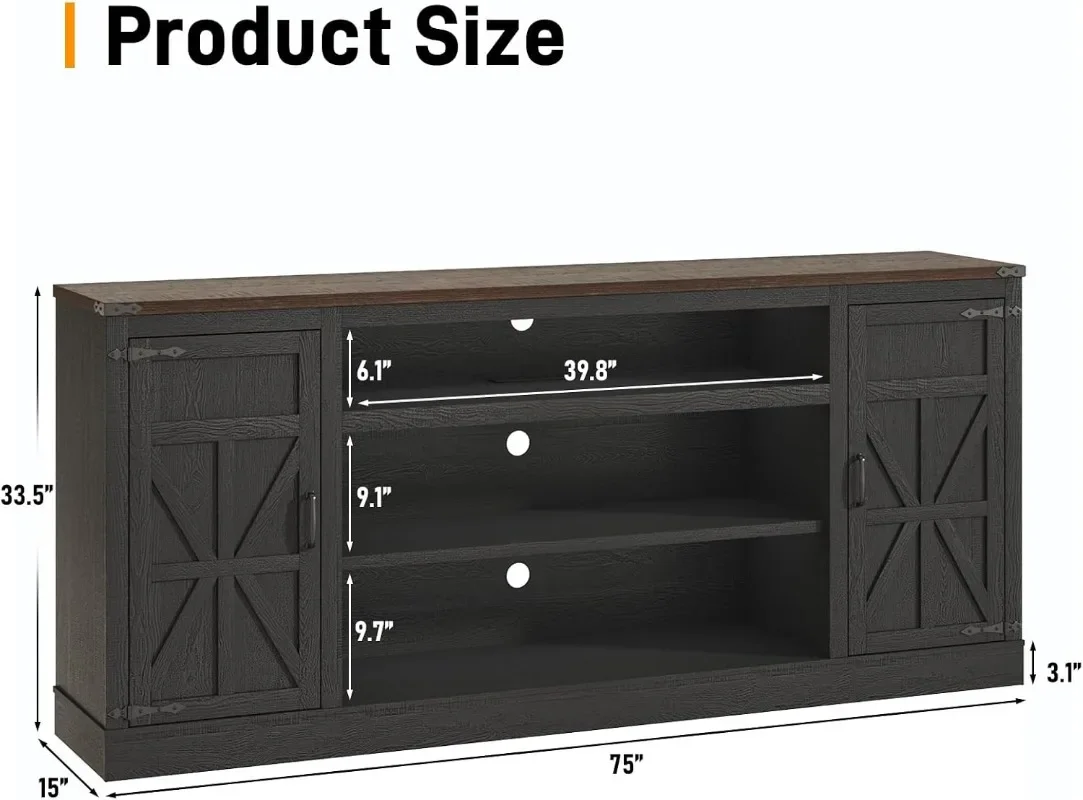 Hlivelood Farmhouse TV Stand with Power Outlets 33