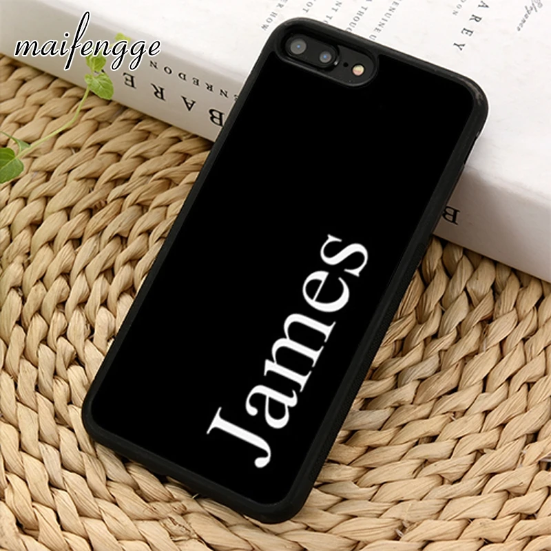 maifengge diy custom Personalised Initials Name Black phone Case cover For iPhone 15 16 14 plus X XR XS max 11 12 13 Pro