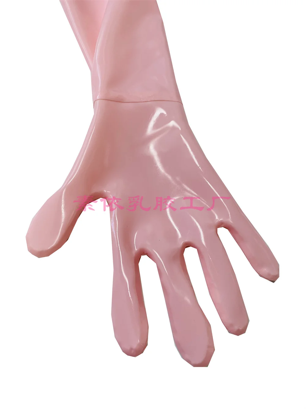 Baby pink full cover latex catsuit handmade gloves mouth sheath codpiece hidden two sheath 3D breast