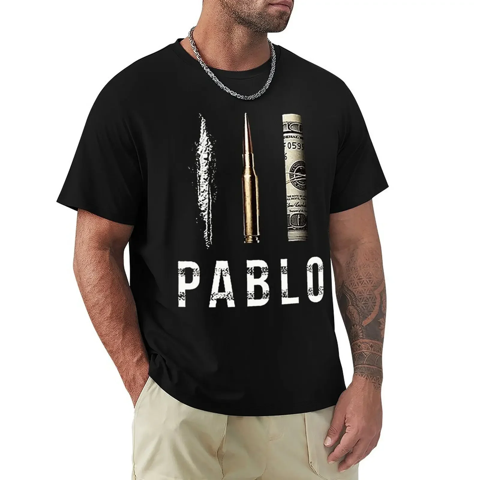 Design Money Print Pablo Escobar Short Sleeve Men\'s Cotton T-Shirt Fashion Tops Oversized Loose Men Clothing Casual T-shirts