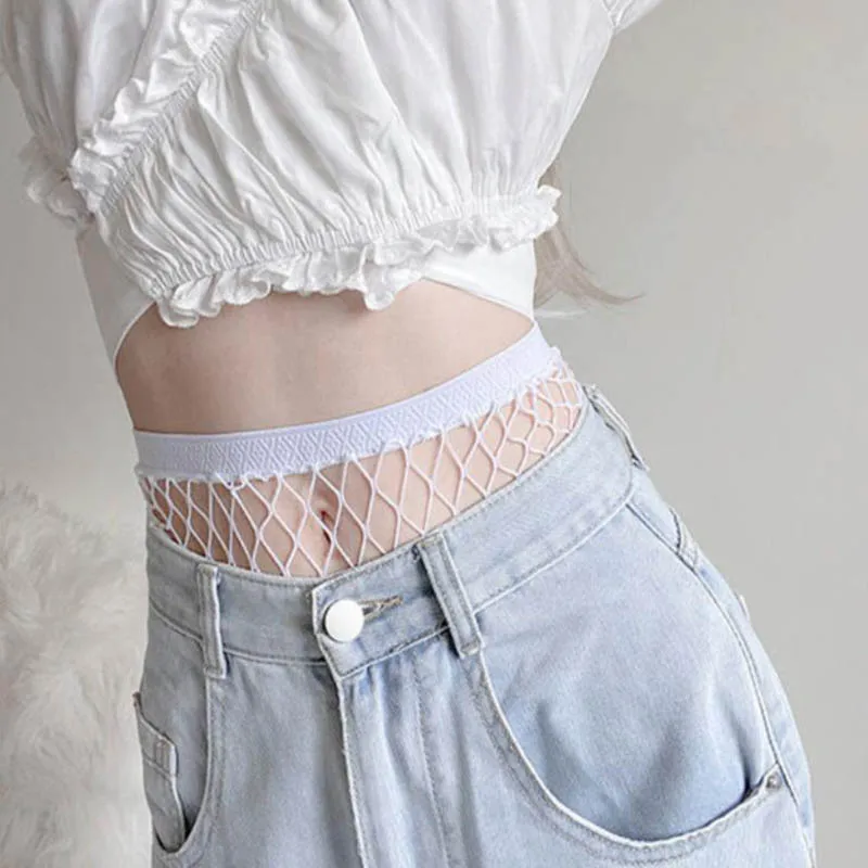 Phụ Nữ Mùa Hè Trắng Gợi Cảm Cao Cấp Fishnet Thả Nuôi Lolita Thun Quần Đan Quần Lưới Lót Cosplay Phụ Kiện