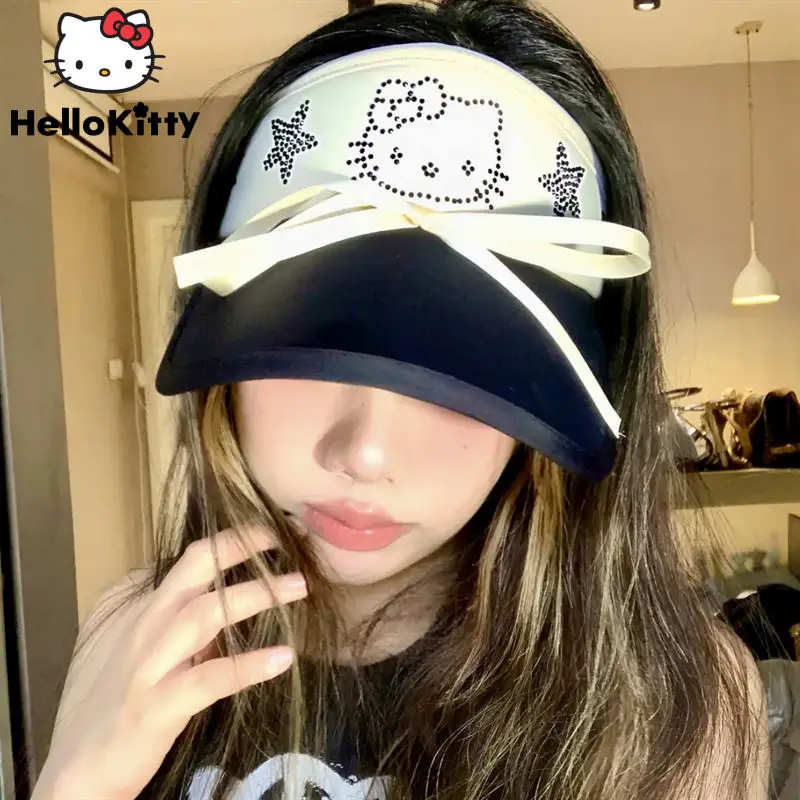 Sanrio Hello Kitty nowy krem do opalania pusta czapka czapka bejsbolówka kobiet wiosna lato kolarstwo słodkie kapelusze Y2k akcesoria wyjściowy modny