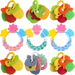 Mordedores de silicone para bebê recém-nascido, Mastiga Food Grade Teethers, Training Bed Toy, Item de fruta para alimentação, Chocalho infantil