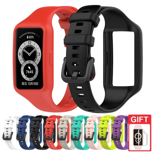 Correa deportiva de silicona con funda para Huawei Band 6, pulsera de repuesto con cubierta envolvente para Honor Band 6