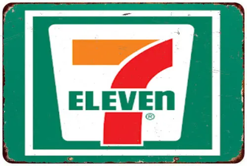 7 Seven 11 ELEVEN GAS STATION Service Man Vintage Look Reproduction Metal sign